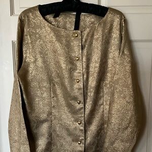 Anne Klein II Gold Brocade Top- New Without Tags: Size14